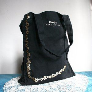 Daisy By Marc Jacobs Black And Gold Cotton Canvas Tote Bag